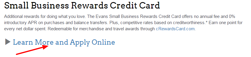 business credit cards evans bank