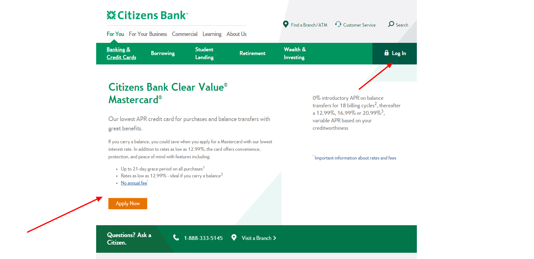 citizens bank clear value mastercard