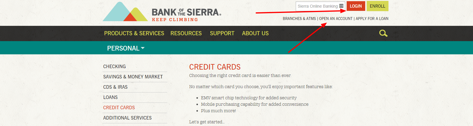 log in bank of the sierra credit card account