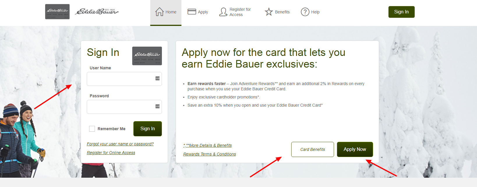 log in to eddie bauer credit card account