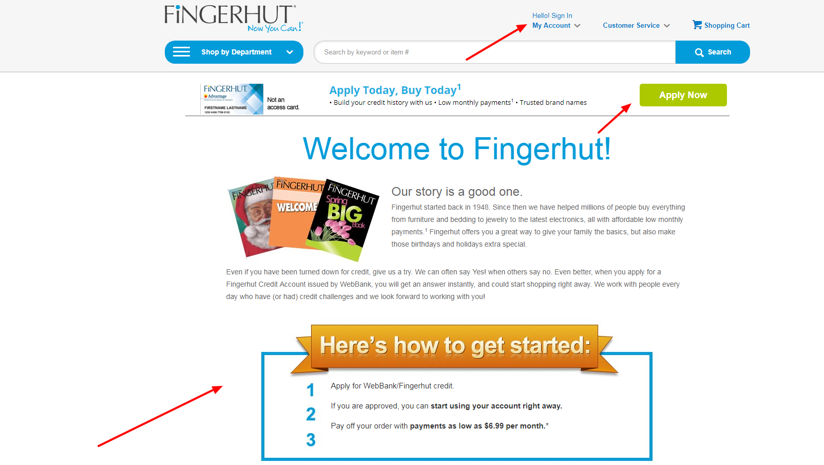 log in to your fingerhut advantage credit account account