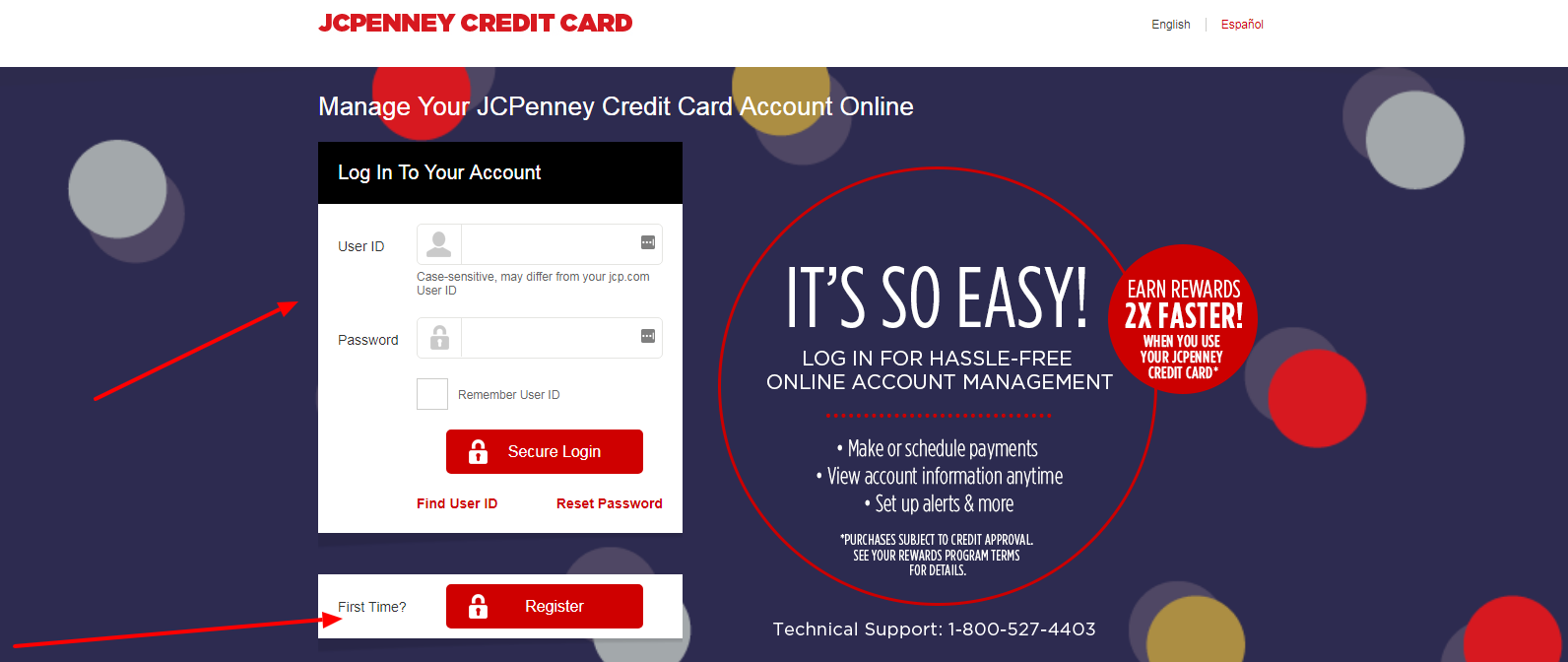 log in to your jc penney credit card account
