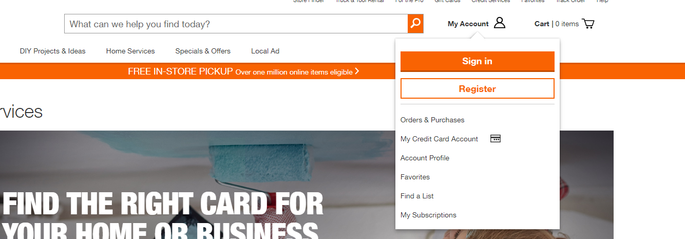 log in to your the home depot consumer credit card account