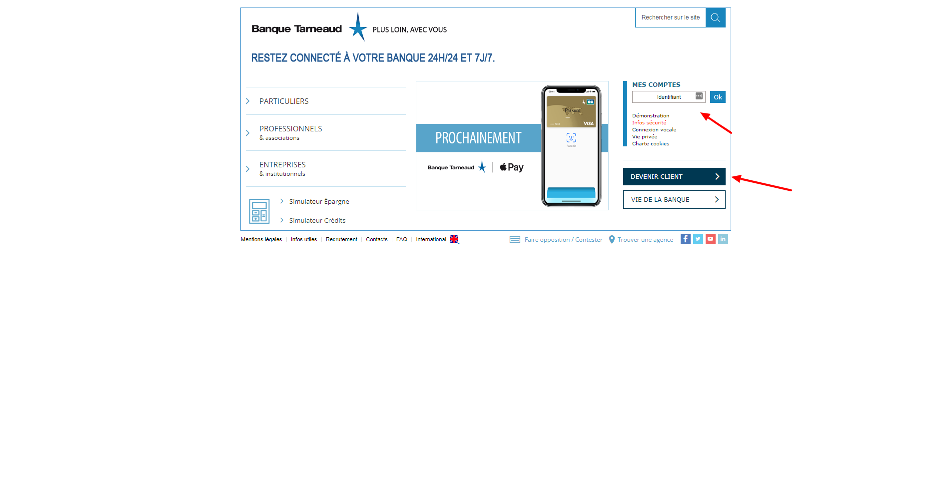 log in to banque tarneaud limoges france internet online bank