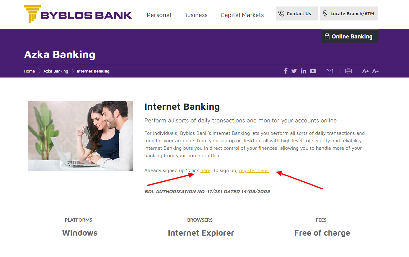 log in to byblos bank beirut lebanon internet online bank
