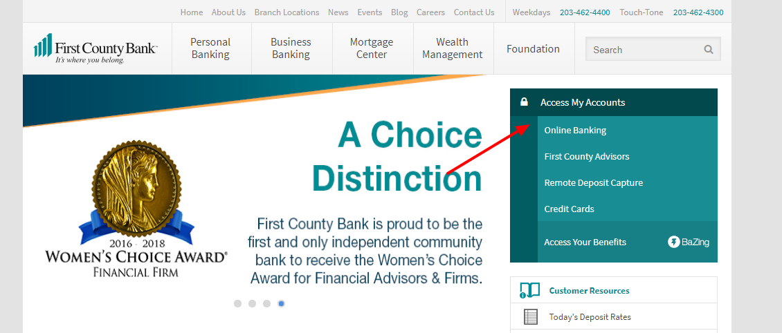 log in to your first county bank credit cards connecticut account
