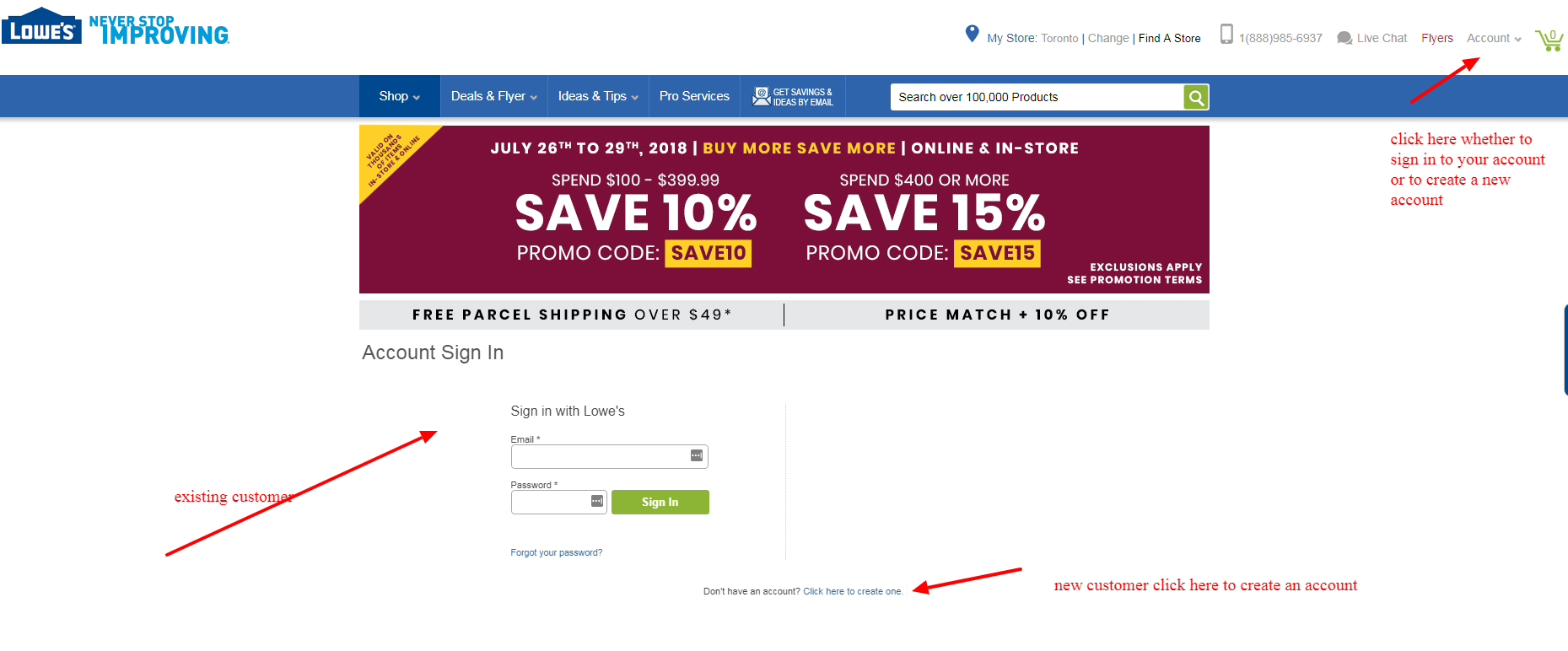 log in to your lowes canada credit card account