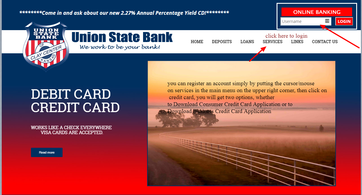 log in to your union state bank credit cards