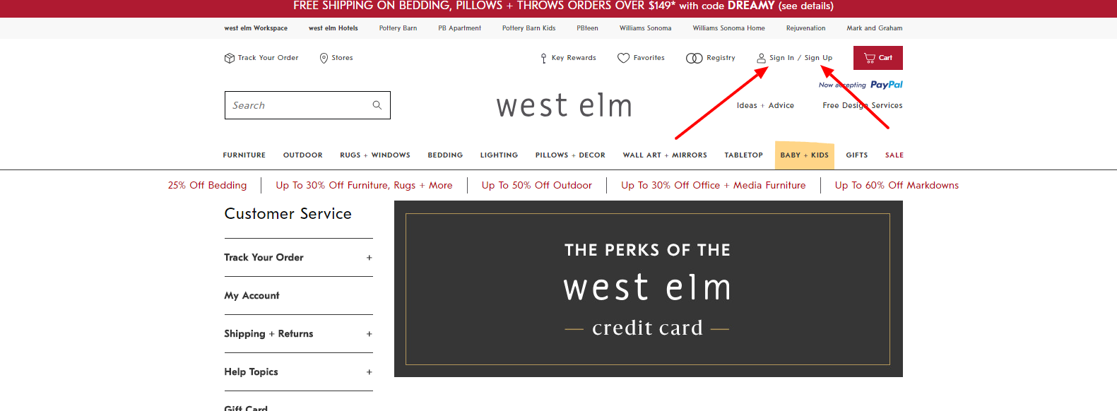 log in to your west elm credit card from wfnnb account