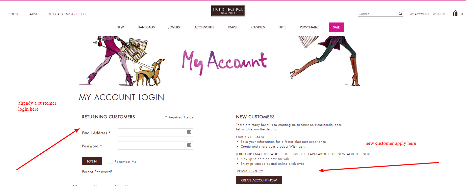 log in to your henri bendel a list credit card account