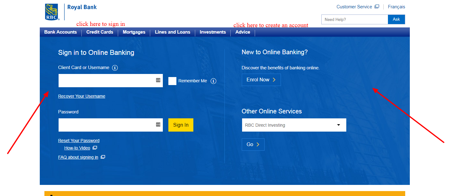log in to your rbc bank business credit cards account