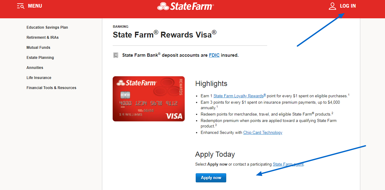 log in to your state farm crystal rewards visa credit card account