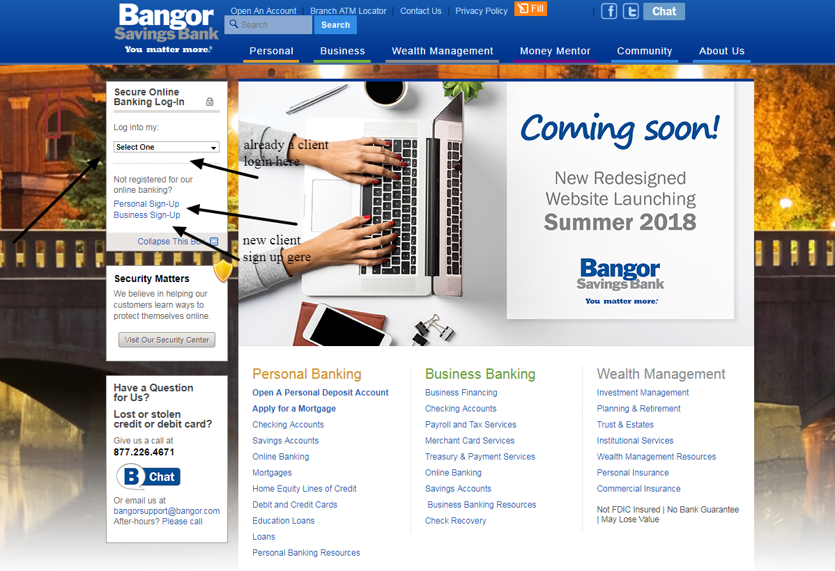 login to bangor savings bank business credit cards account