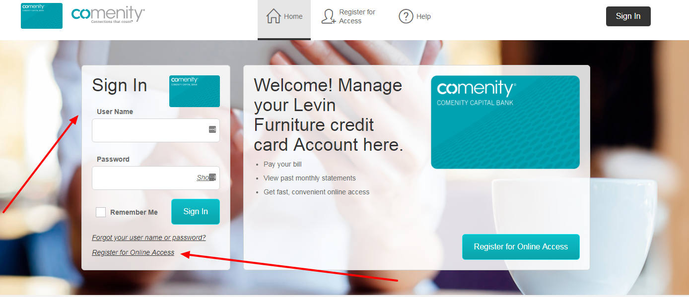 log in to your levin furniture credit card account