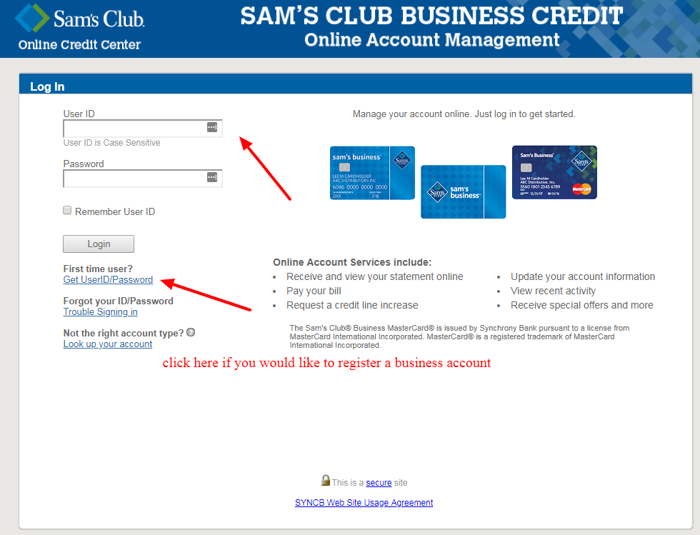 log in to your sam club business credit card account 4