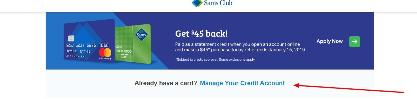 log in to your sam club business credit card account