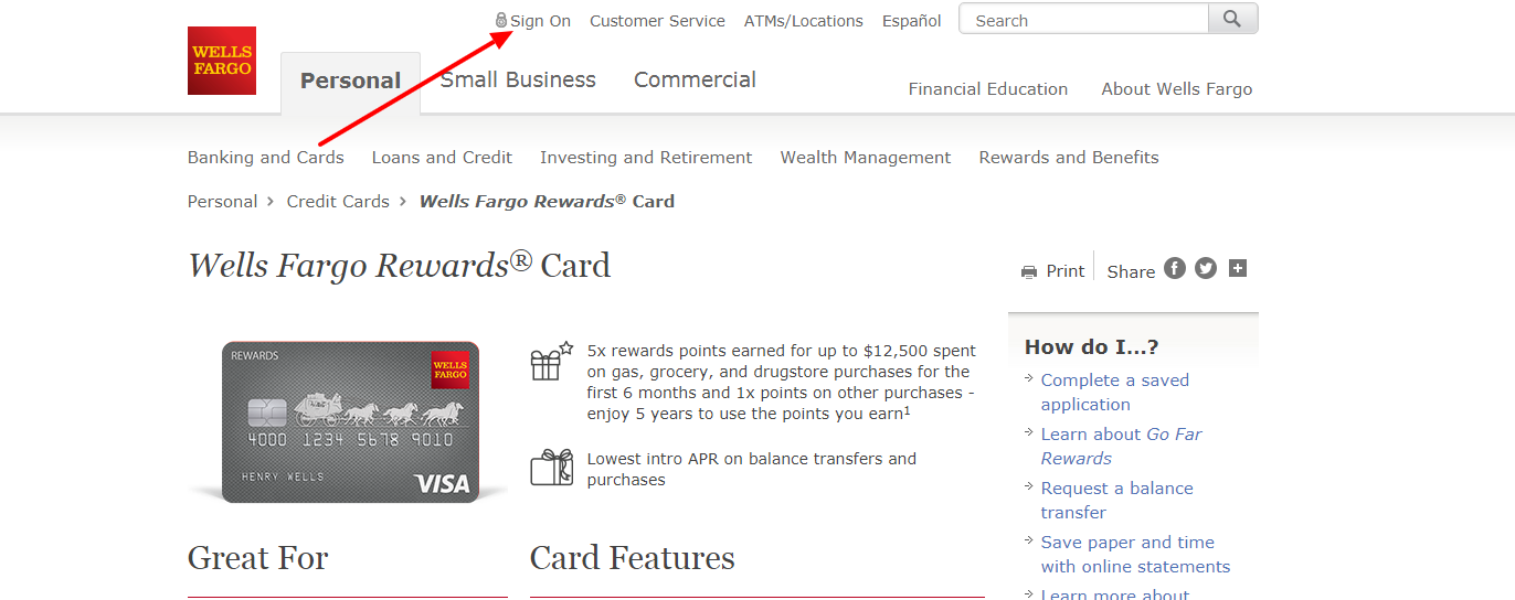 log in to your wells fargo rewards visaxx card account 1