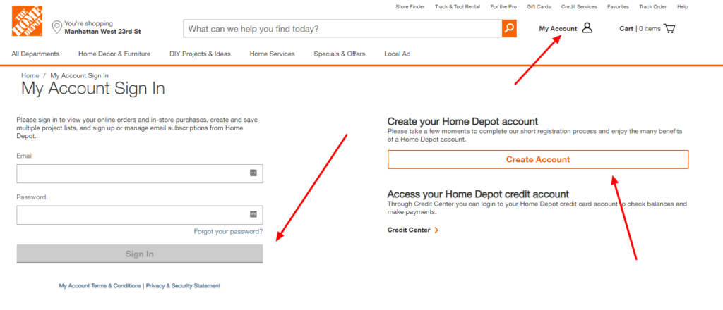 login to the home depot