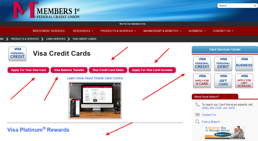 login to visa credit cards members 1st federal credit union