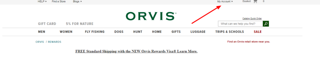 orvis rewards visa login