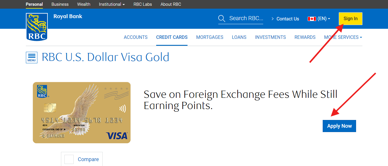 RBC U.S. Dollar Visa Gold Account