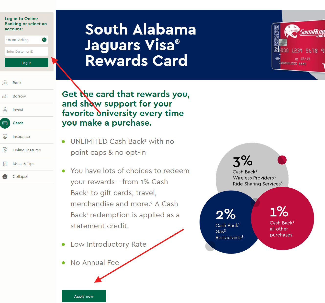 South Alabama Jaguars Visa® Rewards Card Account