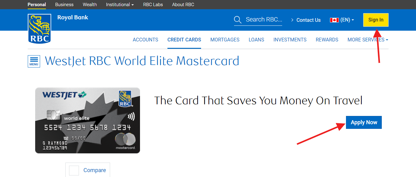 WestJet RBC® World Elite MasterCard Account