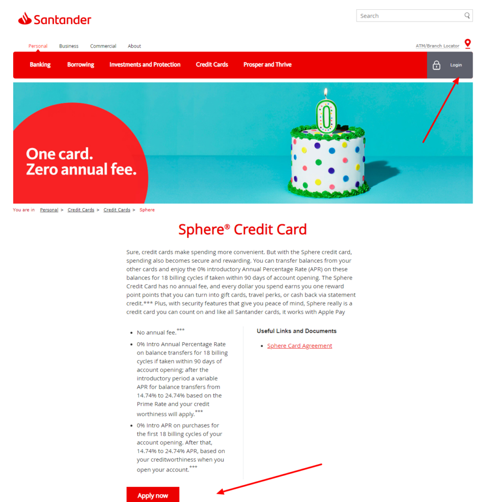 sphere credit card santander bank account 1