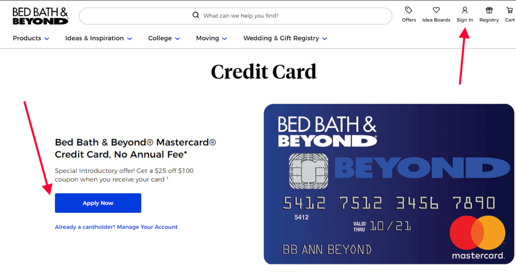 bed bath beyond mastercard credit card