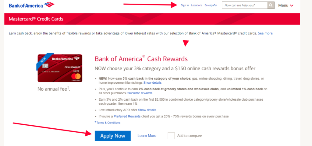 mastercard credit cards from bank of america