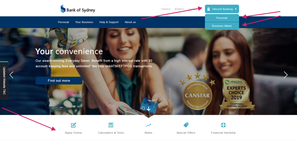 personal and business banking bank of sydney