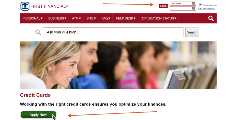 first financial credit cards login and apply