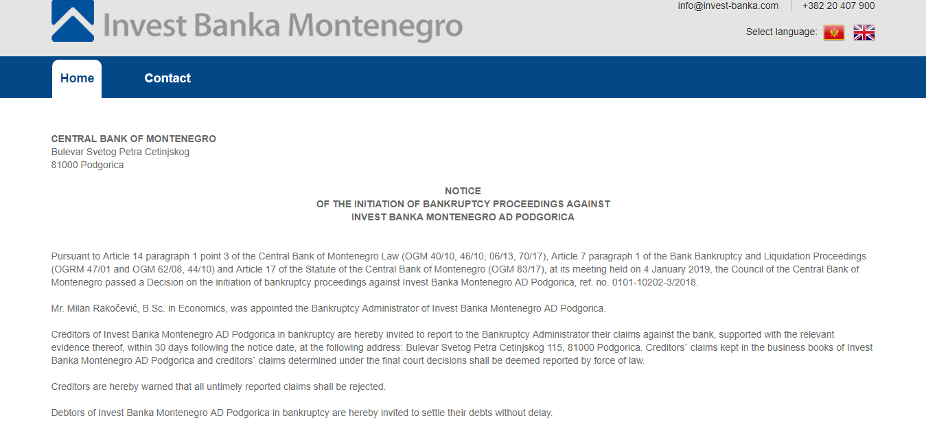 Invest Bank Montenegro, Pljevlja, Montenegro