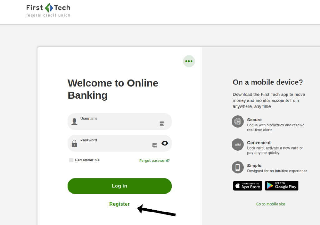 first tech bank register an account
