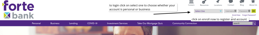 forte bank login and register an account