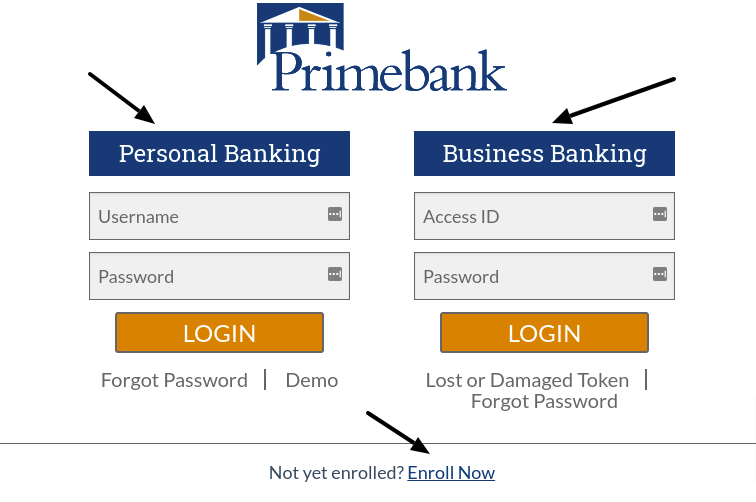 prime bank login and register an account