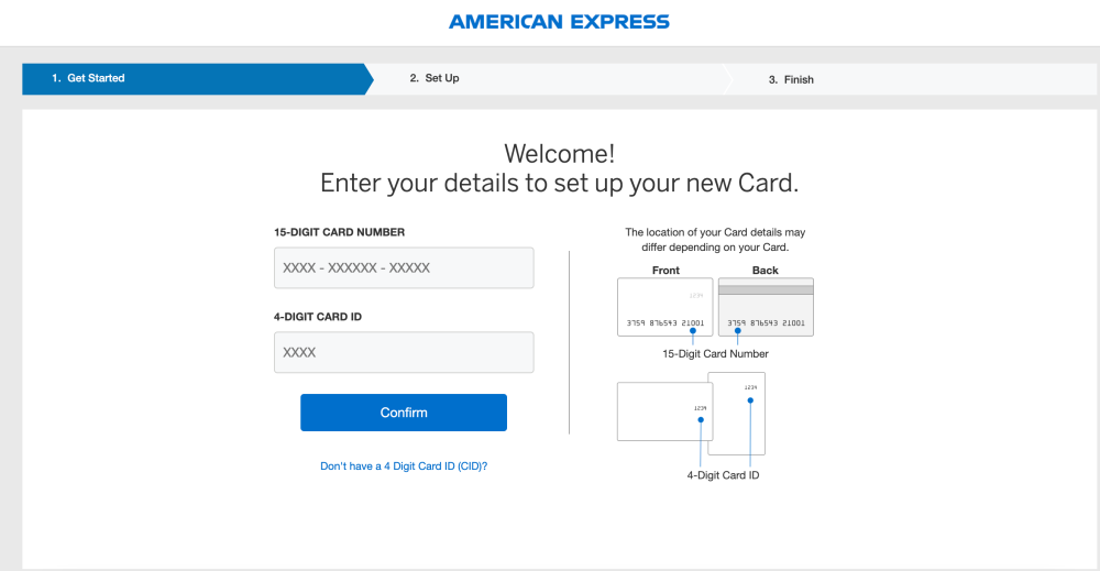 get started american express page